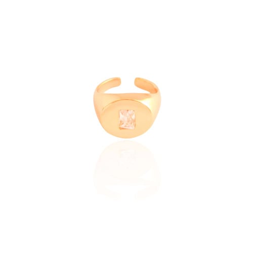 Anel Ajustável Dedinho Baguete Cristal Banhado a Ouro 18K