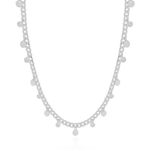 Gargantilha Plaquinhas Pontos de Luz Cristal Ródio Branco - 45 cm