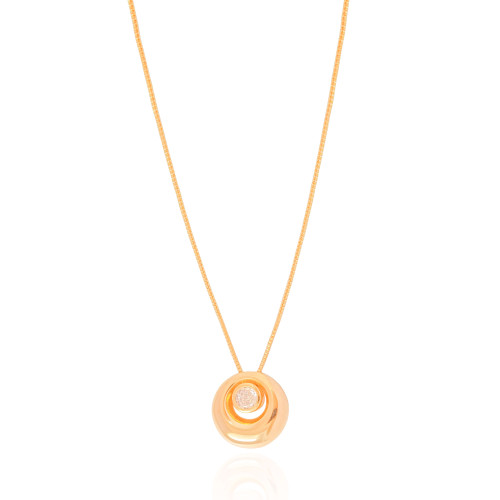 Gargantilha Veneziana Redondo Ponto de Luz Cristal Banhado a Ouro 18K - 45 cm