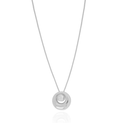 Gargantilha Veneziana Redondo Ponto de Luz Cristal Ródio Branco - 45 cm