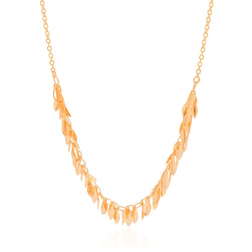 Gargantilha Elos Folhas Lisas Banhado a Ouro 18K - 40 cm