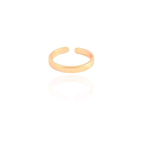 Anel Ajustável Reto Liso Tamanho G Banhado a Ouro 18K