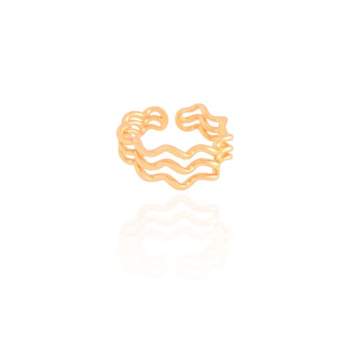 Anel Ajustável Triplo Espiral Tamanho P Banhado a Ouro 18K