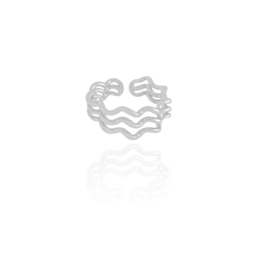Anel Ajustável Triplo Espiral Tamanho P Ródio Branco