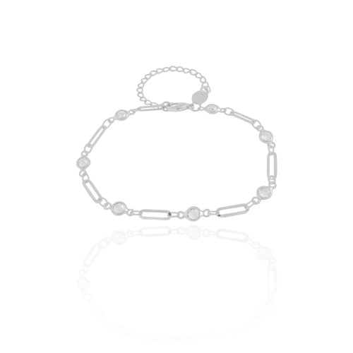 Pulseira Elos Pontos de Luz Cristal Ródio Branco