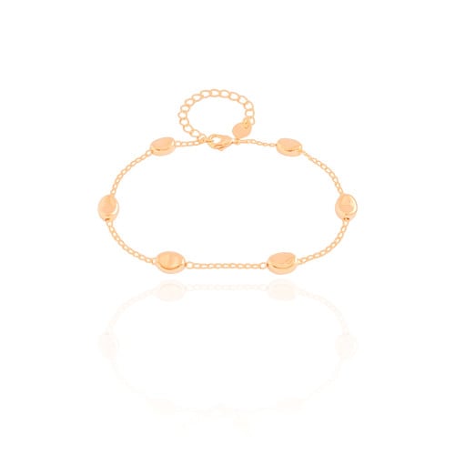 Pulseira Elos Ovais Lisos Banhado a Ouro 18K