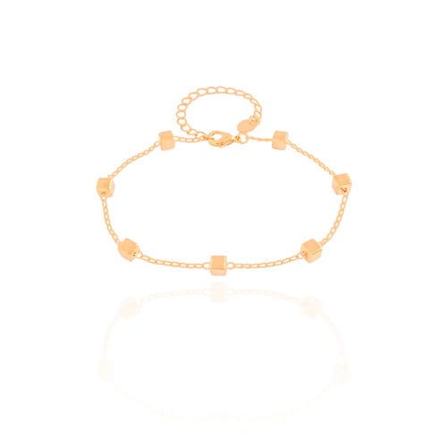 Pulseira Elos Quadrados Lisos Banhado a Ouro 18K
