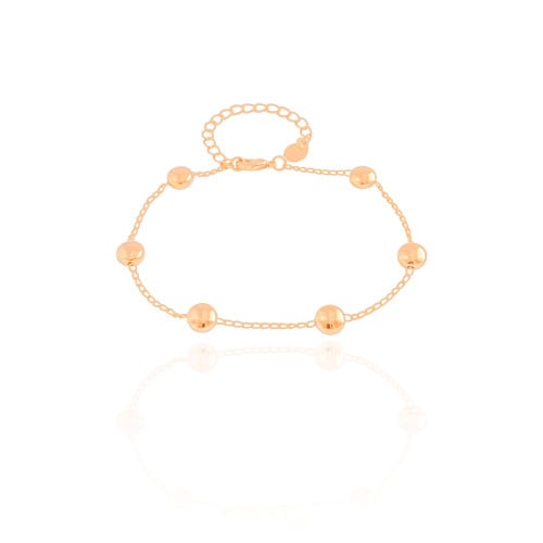 Pulseira Elos Bolas Achatadas Banhado a Ouro 18K