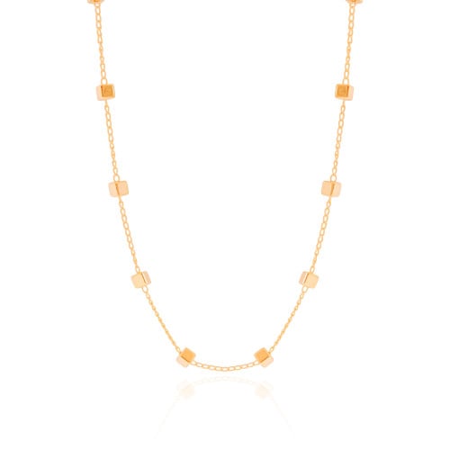 Choker Elos Quadrados Lisos Banhado a Ouro 18K