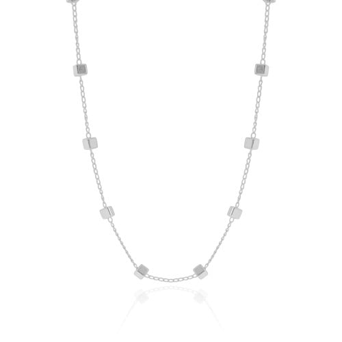 Choker Elos Quadrados Lisos Ródio Branco