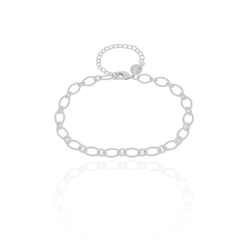 Pulseira Elos Losango 5 mm Ródio Branco
