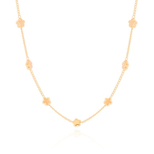 Choker Elos Estrelas Lisas Banhado a Ouro 18K