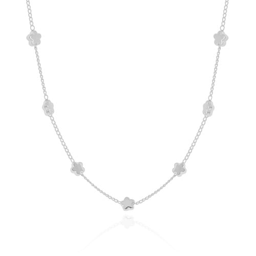 Choker Elos Estrelas Lisas Ródio Branco