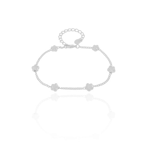 Pulseira Elos Estrelas Lisas Ródio Branco