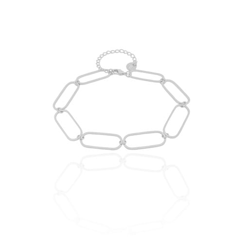 Pulseira Elos Ovais 8 mm Ródio Branco