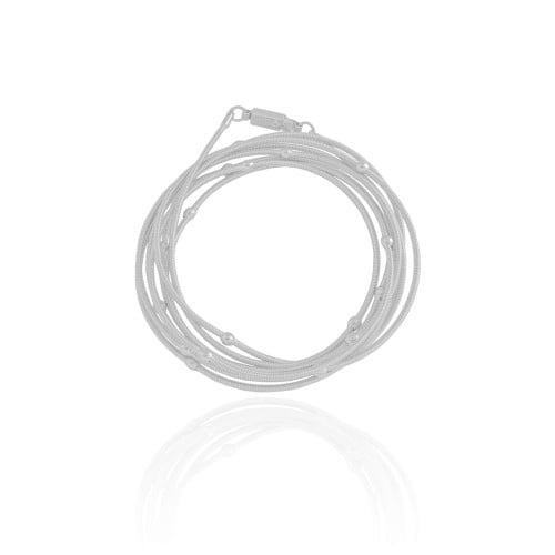 Pulseira Corda Violão Bolinhas 3 mm Ródio Branco