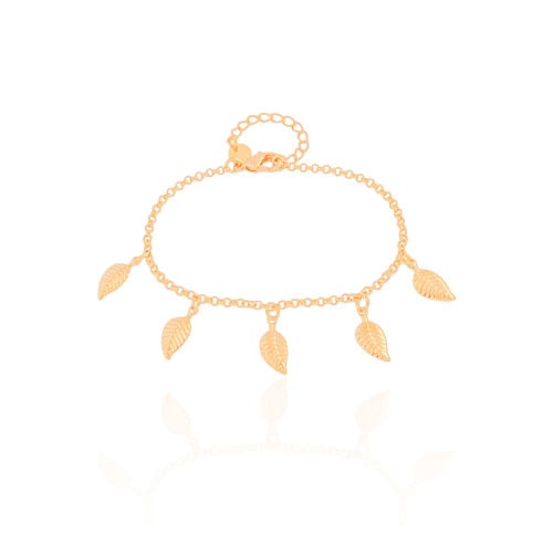 Pulseira Elos Folhas Banhado a Ouro 18K