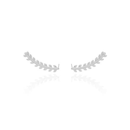 Ear Cuff Folhas 2.8 cm Ródio Branco