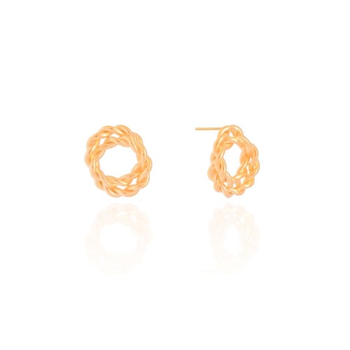 Brinco Círculos Torcidos Entrelaçados 1.8 cm Banhado a Ouro 18K