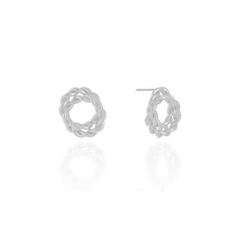 Brinco Círculos Torcidos Entrelaçados 1.8 cm Ródio Branco