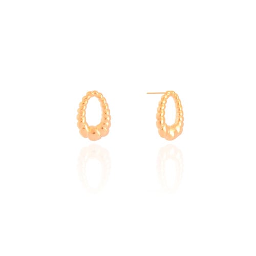 Brinco Oval Torcido Liso 1.8 cm Banhado a Ouro 18K