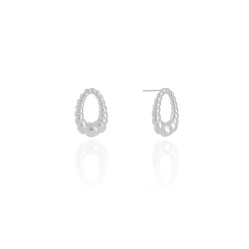 Brinco Oval Torcido Liso 1.8 cm Ródio Branco