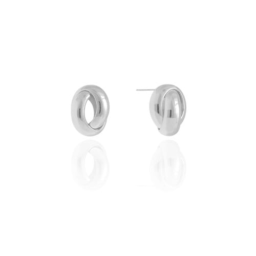 Brinco Nó Liso 1.9 cm Ródio Branco