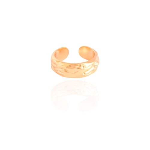 Anel Ajustável Orgânico Tamanho P Banhado a Ouro 18K