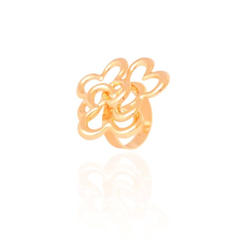 Anel Ajustável Flor Entrelaçada Tamanho G Banhado a Ouro 18K