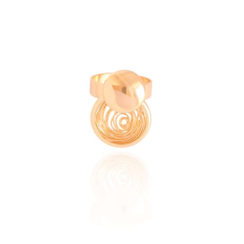 Anel Ajustável Redondo Liso e Espiral Tamanho M Banhado a Ouro 18K