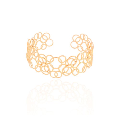 Bracelete Círculos Vazados Entrelaçados Banhado a Ouro 18K
