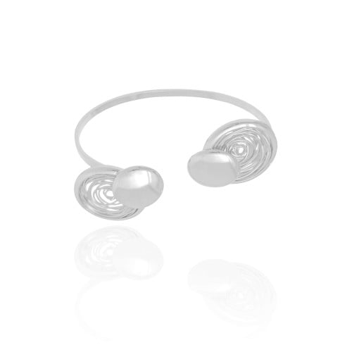 Bracelete Redondo Fios Espiral Ródio Branco