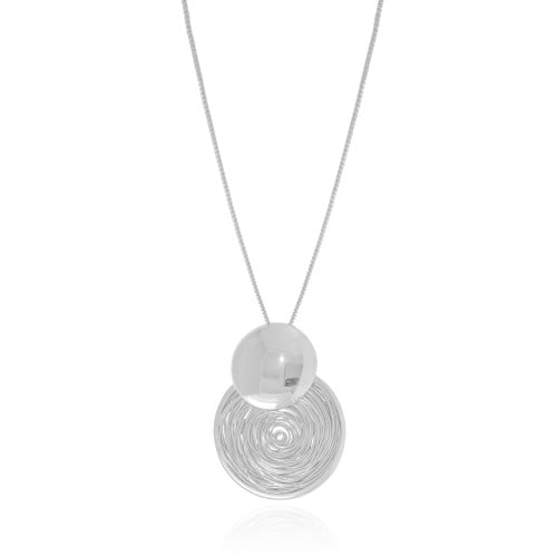Gargantilha Veneziana Redondo Fios Espiral Ródio Branco - 45 cm