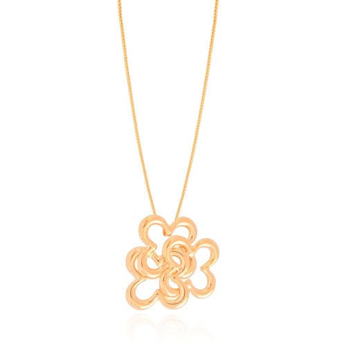 Gargantilha Veneziana Flor Entrelaçada Banhado a Ouro 18K - 45 cm