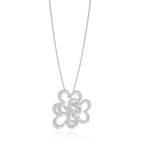 Gargantilha Veneziana Flor Entrelaçada Ródio Branco - 45 cm