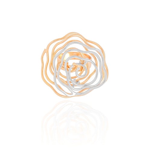 Anel Ajustável Flor Orgânica Mix de Banhos Tamanho G Banhado a Ouro 18K