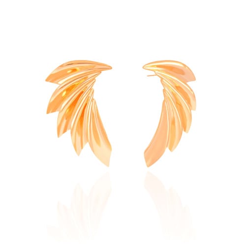 Brinco Asa Lisa 5.5 cm Banhado a Ouro 18K