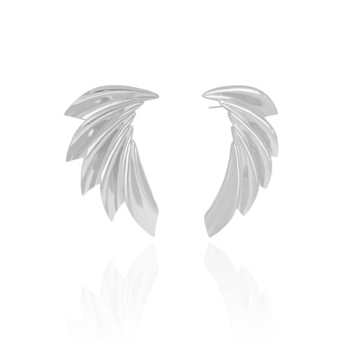 Brinco Asa Lisa 5.5 cm Ródio Branco