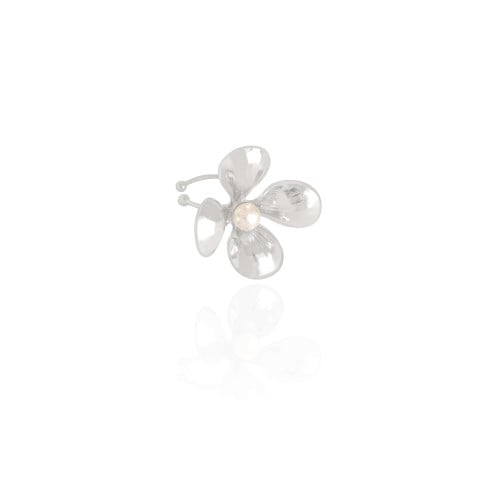 Piercing Flor Pérola Ródio Branco