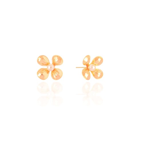 Brinco Flor Pérola 1.9 cm Banhado a Ouro 18K