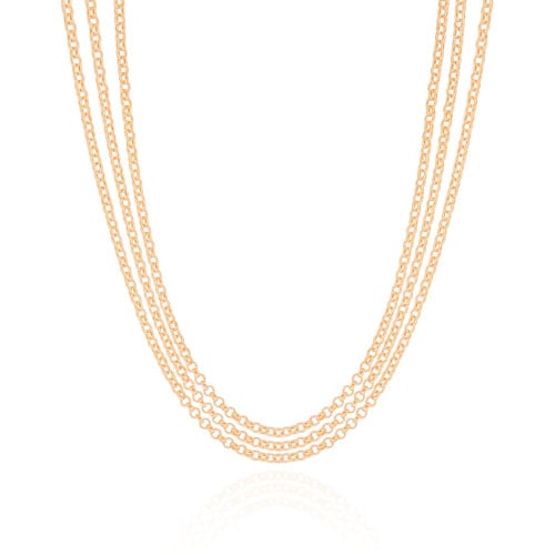 Choker Tripla Elos Portugueses Banhado a Ouro 18K