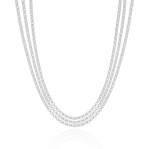 Choker Tripla Elos Portugueses Ródio Branco