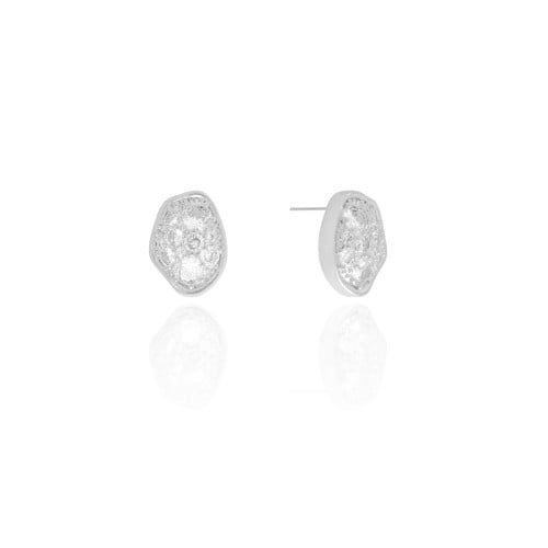 Brinco Orgânico Cravejado Cristal 1.7 cm Ródio Branco