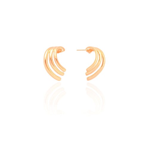 Ear Hook Filetes Lisos 1.9 cm Banhado a Ouro 18K