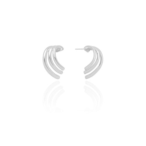 Ear Hook Filetes Lisos 1.9 cm Ródio Branco
