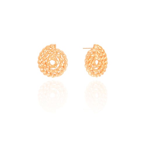 Brinco Espiral Torcido 2.1 cm Banhado a Ouro 18K