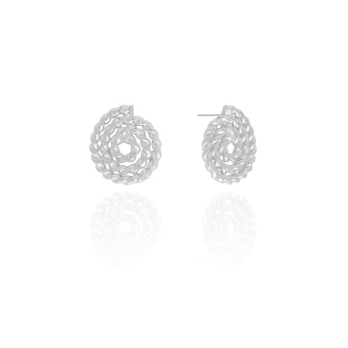 Brinco Espiral Torcido 2.1 cm Ródio Branco