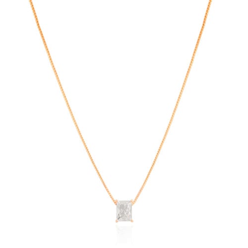 Gargantilha Veneziana Retângulo Cristal Banhado a Ouro 18K - 45 cm