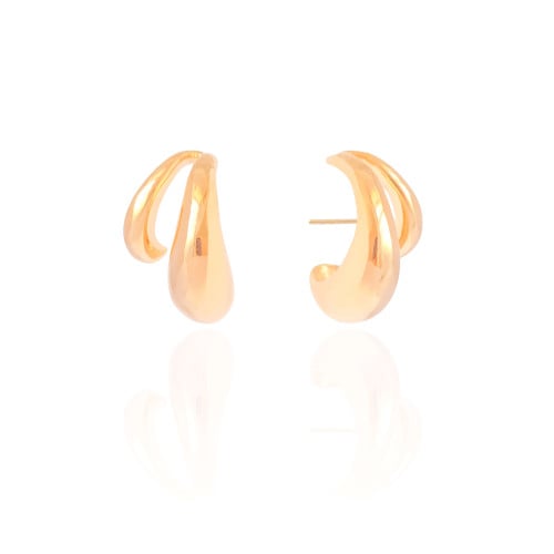 Ear Cuff Dois Filetes Lisos Banhado a Ouro 18K