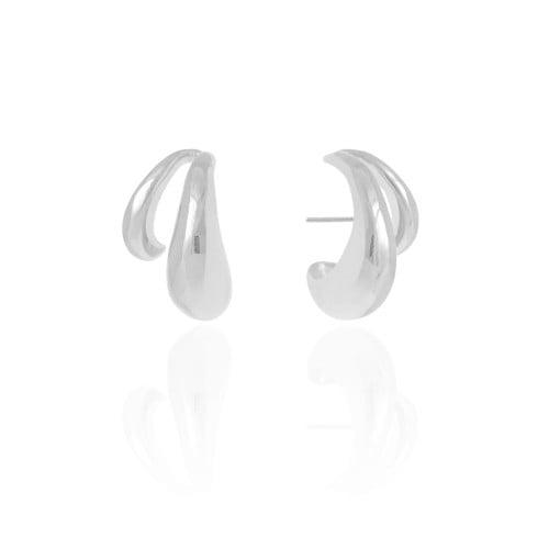 Ear Cuff Dois Filetes Lisos Ródio Branco